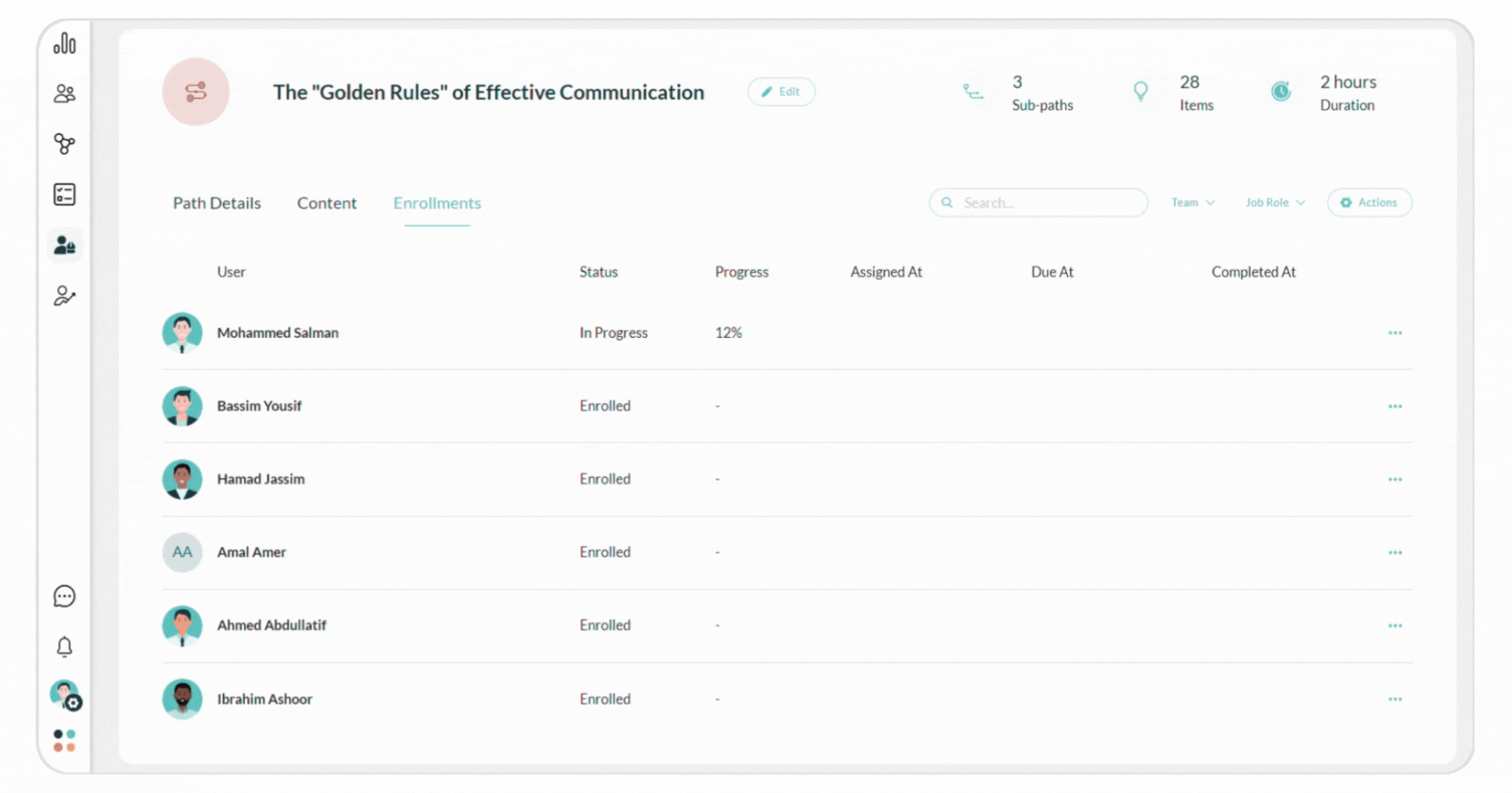 enrollments actions